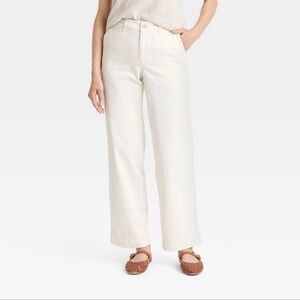 Cream Wide-Leg Pants